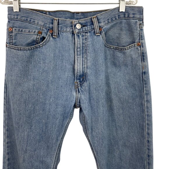 Levis 505 Light Blue Denim Jeans Straight Leg Mens Size 34 x 30 - Picture 3 of 6
